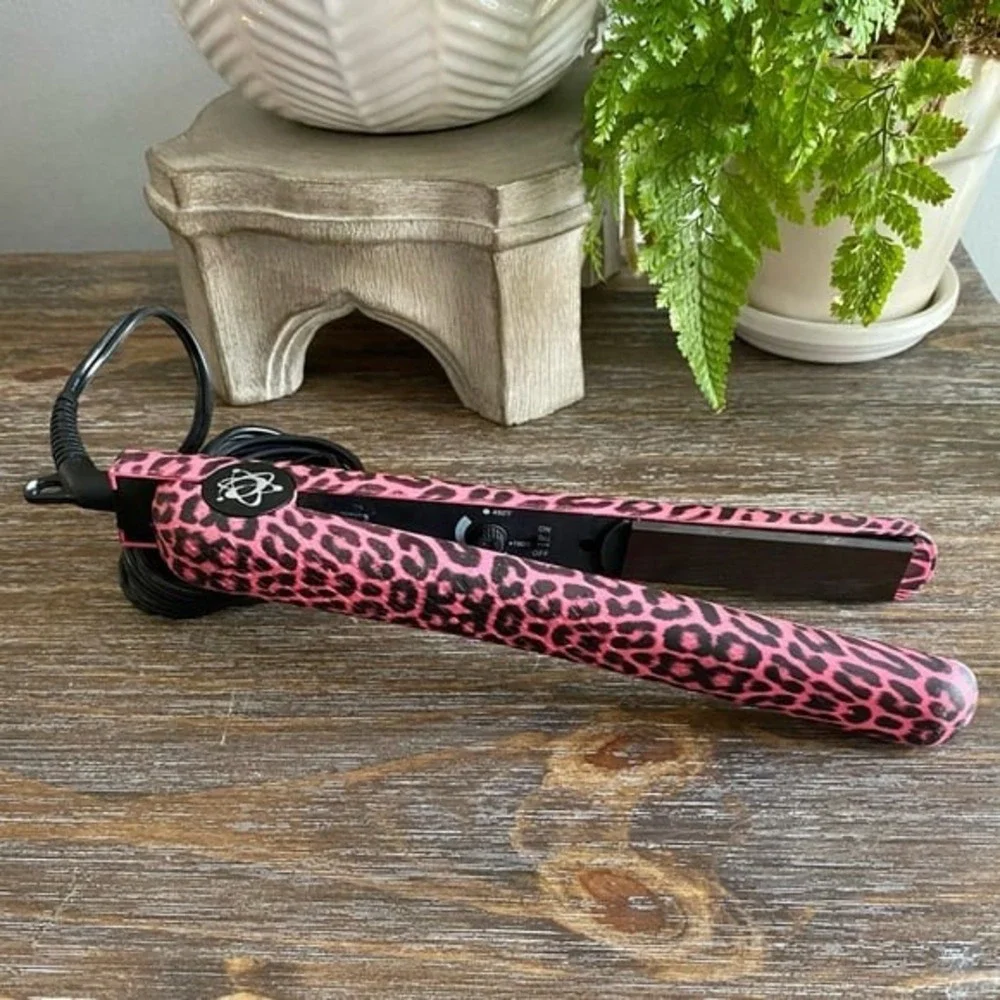 Evalectric Hair Straightener Pink Cheetah Print 1.25